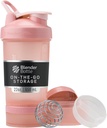 BlenderBottle Shaker Botella con Organizador de Píldoras y Almacenamiento para Protein Powder, Classic V2 ProStak System, 22-Once, Rose Pink