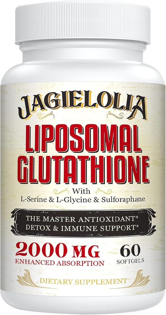 Liposomal Glutathione 2000 mg with L-Serine, L-Glycine & Sulforaphane – Active L-Glutathione Unique Formulation to Enhance Absorption - Master Antioxidant, Detoxifying & Immune | 60 Softgels