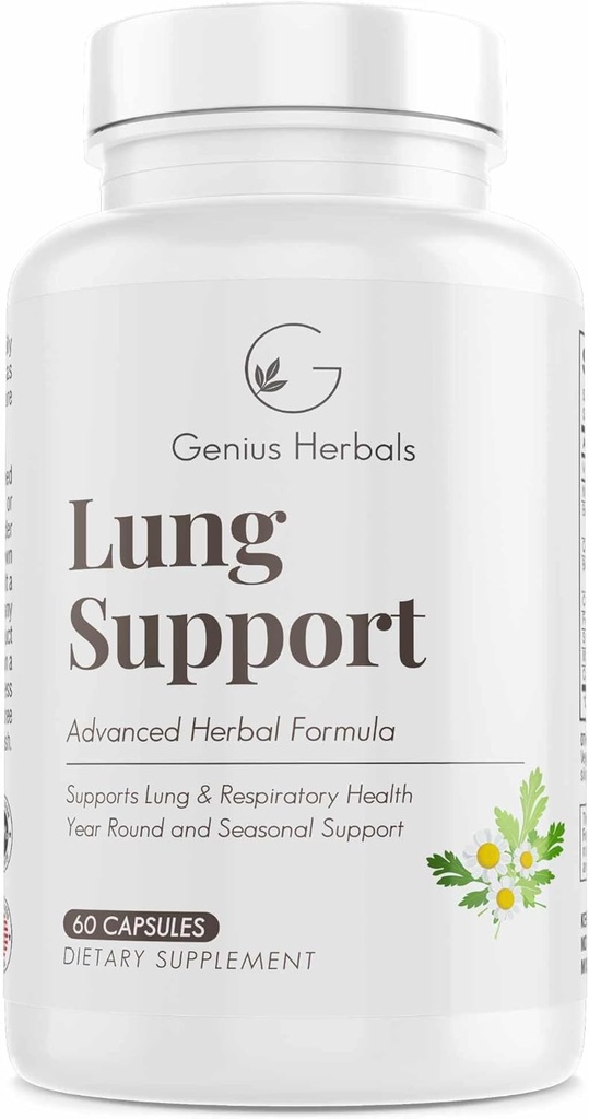 Soporte Lung - Le ayuda a respirar más cómodamente, Apoyo Estacional Ronda Año, Lung Cleanse & Lung Detox Fórmula, 60 cápsulas