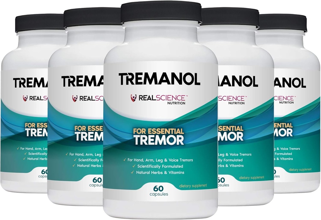 Tremanol – Pack of 5 - Ayuda Natural para el Temblor Esencial - Proporciona Alivio para Manos Shaky, Arm, Leg, " Temblores de Voz