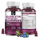 Quercetin Gummies with Bromelain 2378mg - Blend with Elderberry, Echinacea Purpurea Extract, Zinc, Vitamin C,D3,K2, Complex Supports Immune, Cardiovascular & Respiratory, Vegan Gummy for Adult & Kid