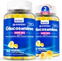 Glucosamina sin azúcar Gummies llenas - Glucosamine Suplemento Plus Condroitina, MSM, Turmérica, Boswellia, Ácido Hialurónico, Vitamina D3 &amp; Zinc, 120 Gummies, 60 Serviciones