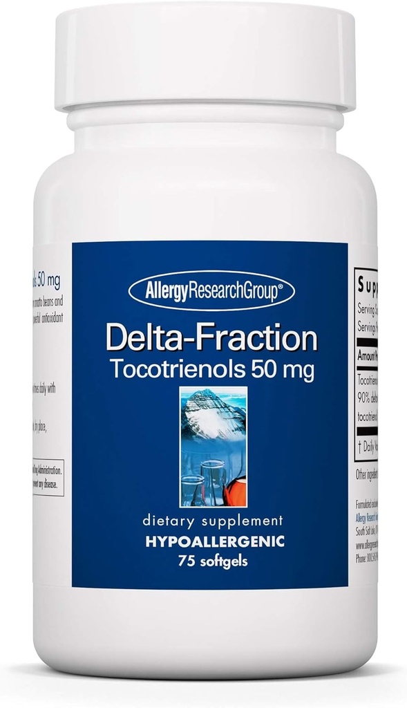 Grupo de Investigación de Alergia Delta-Fraction Tocotrienols Suplemento - 50 mg Vitamina E, Annatto, Gamma, Tocotrienols Only, Tocopherol-Free, Hypoallergenic, Softgels - 75 Cuenta