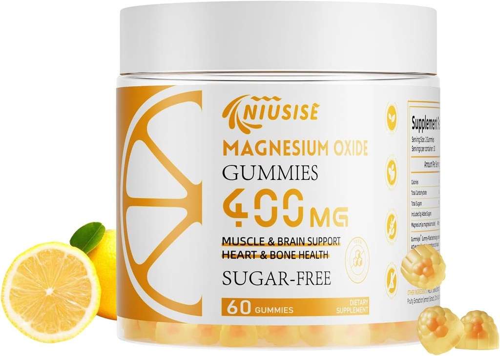Magnesium Oxide Gummies for Men &amp; Women, Easi Absorbed Magnesium Gummies Suplemento para Muscle, Bone y Heart Support, Magnesium Complex Suplemento 400mg