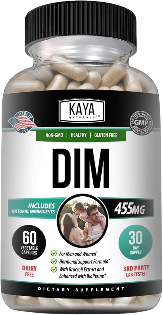 Kaya Naturals DIM Ultra Silencioso Suplemento para Mujeres y Hombres Silenciosos Capsules Vegetables con Broccoli Extracto &amp; BioPerine ← Suplemento Herbal para Apoyo Hormonal, Acné, Menopause y Prostata – 60 Cuenta