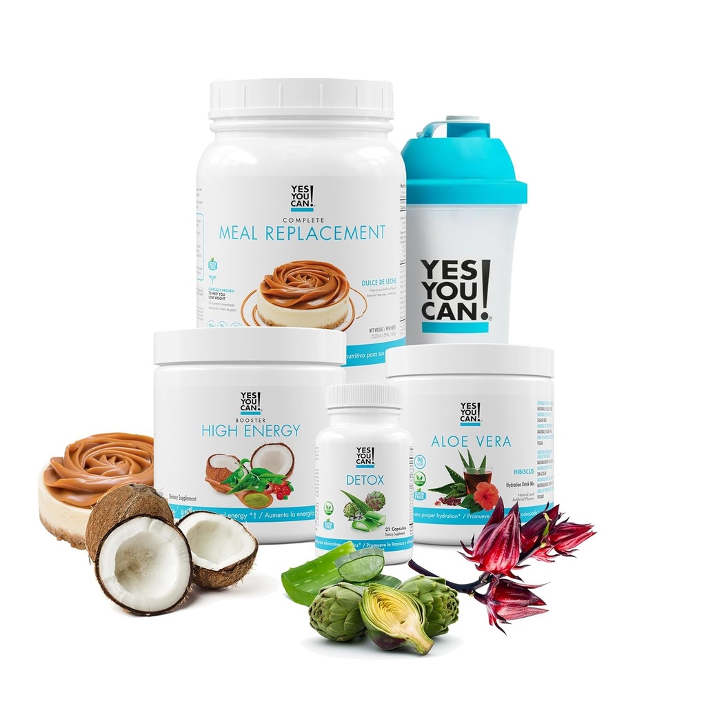 Sí Usted puede! Detox Plus Kit (Reemplazo de comida Cookies y Crema, Aloe Vera Hibiscus) - Reemplazo completo de la comida Polvo, Booster de alta energía, Aloe Vera Detox Suplemento, Transformación de la Salud