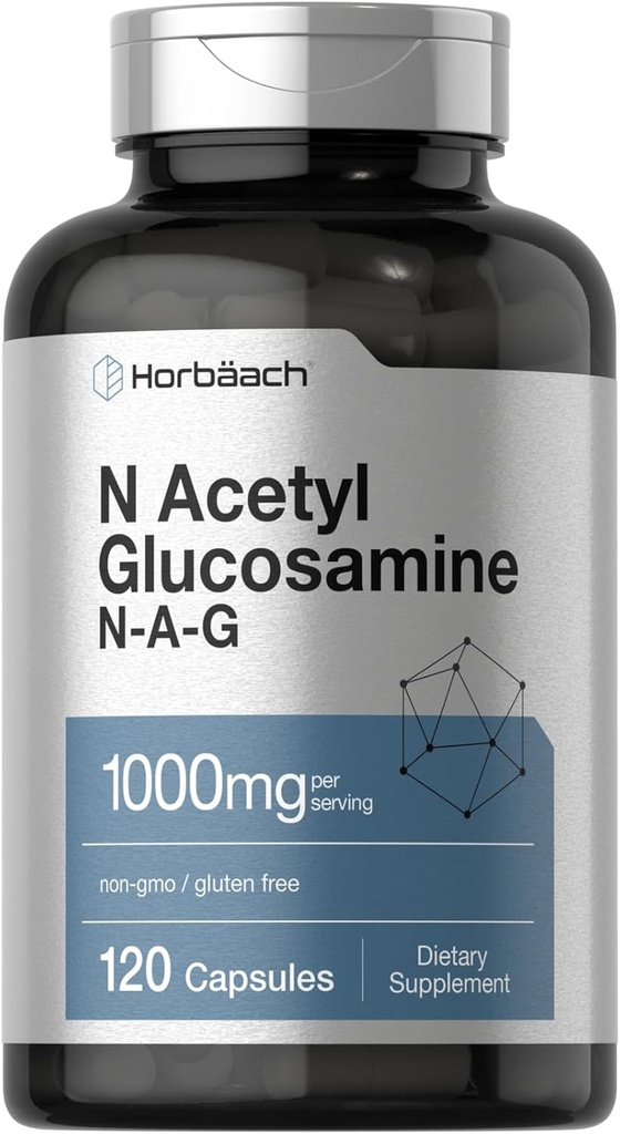 Horbaach N-Acetyl Glucosamine 1000 mg  vírgenes 120 cápsulas TENIDOS Píldoras de suplemento N-A-G
