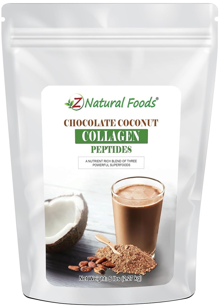 Pepturos de colágeno de chocolate fabricado con polvo de leche de coco - 5 lb - Delicious Taste + Zero Sugar - Colágeno hidrolizado + Cacao orgánico + Polvo de leche de coco - Gluten Gratis &amp; No GMO