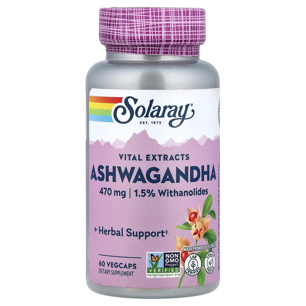 SOLARAY Ashwagandha, 470 mg, 60 VegCaps