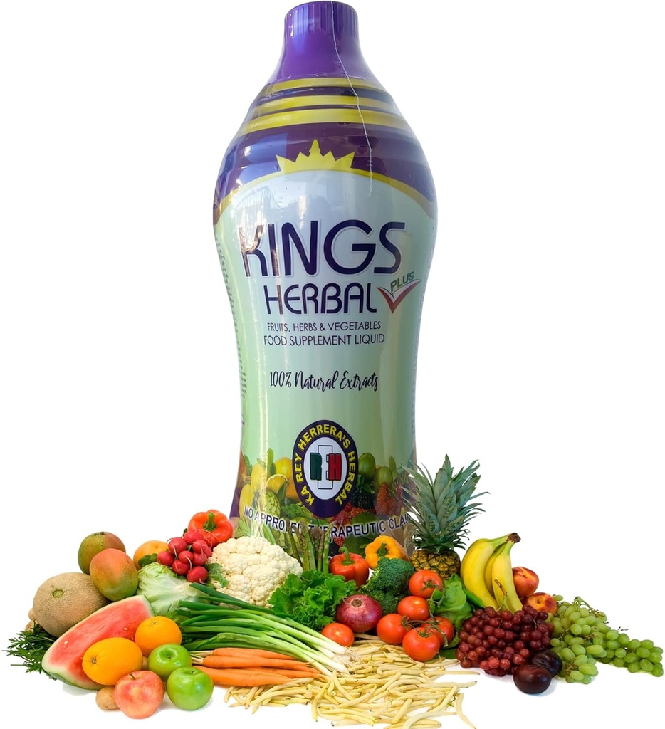 REH Kings Herbal Plus Food Supplements Juice (1000ml) - 80 Ingredientes - Blend of Vegetables, Herbs, and Fruits - Immune Support for The Optimum Healthy State - Daily Multivitamin, 1 Bottle