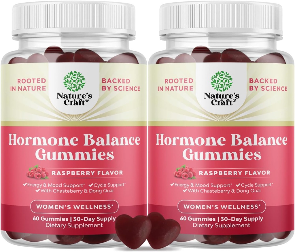 Equilibrio hormonal para mujeres Gummies de todas las edades - PMS Apoyo Suplemento para Mujeres para Regular Ciclo Menstrual &amp; Balance Hormonal Menopause " Mood Swings with Vitamin B6 " Dong Quai - 60 Chews - 2 pack