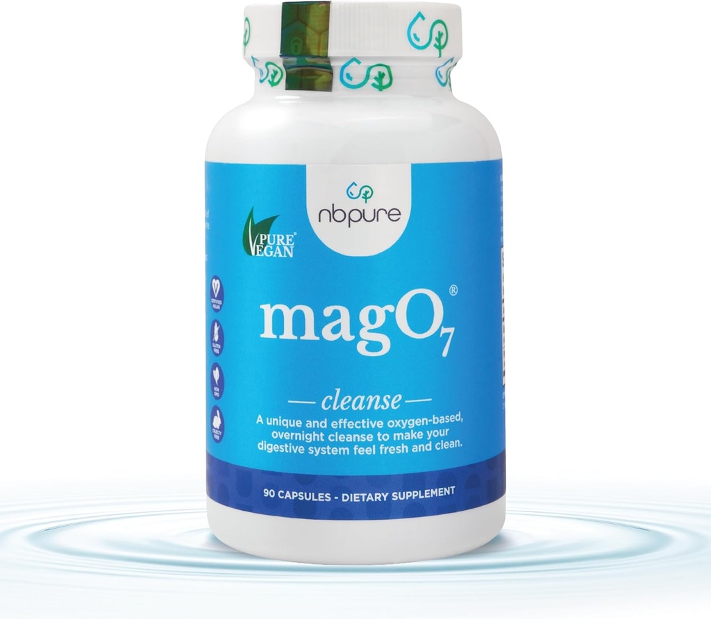 nbpure MagO7 - Natural Colon Cleanse " Detox peru Occasional Constipation Relief, Stool Softening, " Bloating Support for Men " Women TEN Ozonated Magnesium Oxide, 90 Capsules