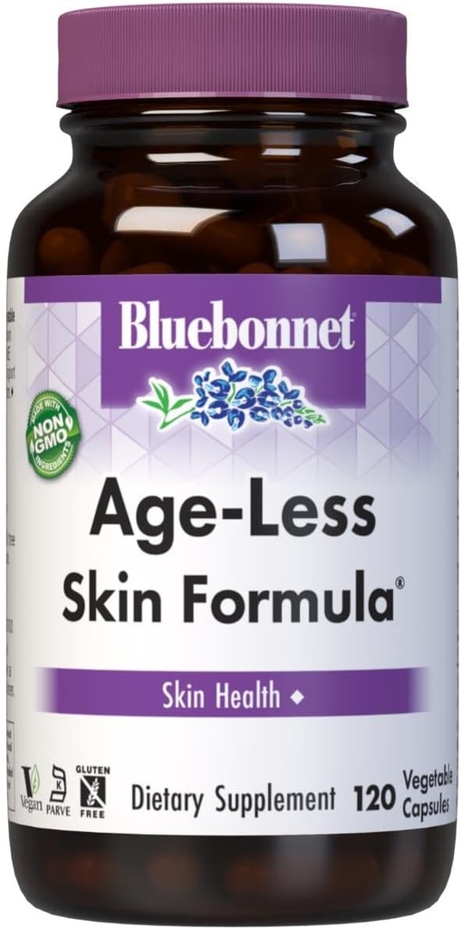 BlueBonnet Age-Less Skin Formula Capsules, Blanco, Vegetable, 120 Cuenta