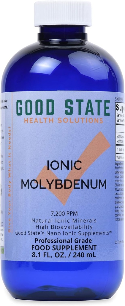Good State Liquid Ionic Molybdenum (96 porciones a 2 mg elemental, más 2 mg de ácido fulvic - 8 fl oz)