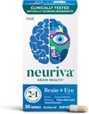 NEURIVA Brain + Eye Supplement for Memory, Focus & Concentration with Lutein & Vitamins A C E and Zinc for Eye Health & Zeaxanthin to Filter Blue Light, 30ct Capsules