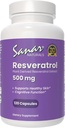 Sanar Naturals Resveratrol Suplemento 500 mg – Apoya el envejecimiento saludable, la función cognitiva y la salud cardíaca - Trans Resveratrol basado en plantas - Vegan, No GMO, 120 cápsulas