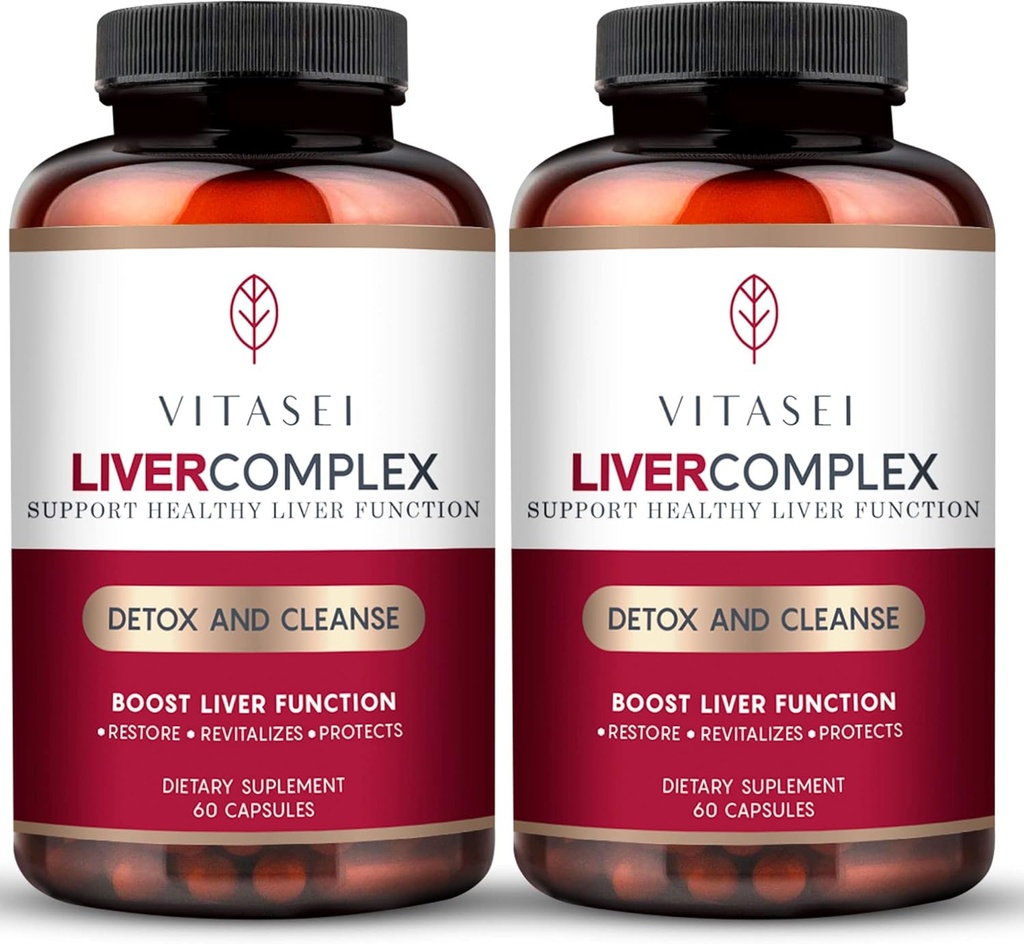 VITASEI Liver Cleanse Detox &amp; Repair, Liver Complex W/Milk Thistle Extract, Garcinia, Curcumin C3, Support Herbal Dietary Supplement, Detox Formula for Women &amp; Men, 60 Capsule (Pack of 2)