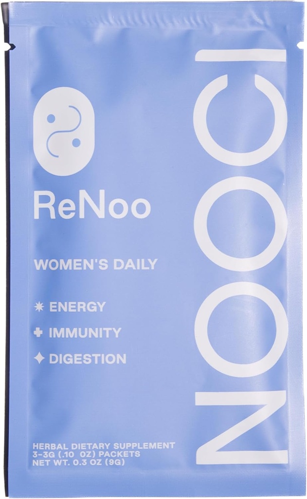 NOOCI ReNoo Mujeres Powder diario para la energía, inmunidad, digestión Silencioso viaje Tamaño Silencio No Añadido Sugar ← No-GMO Silencio Vegan Silencio 3 Sachets, té verde