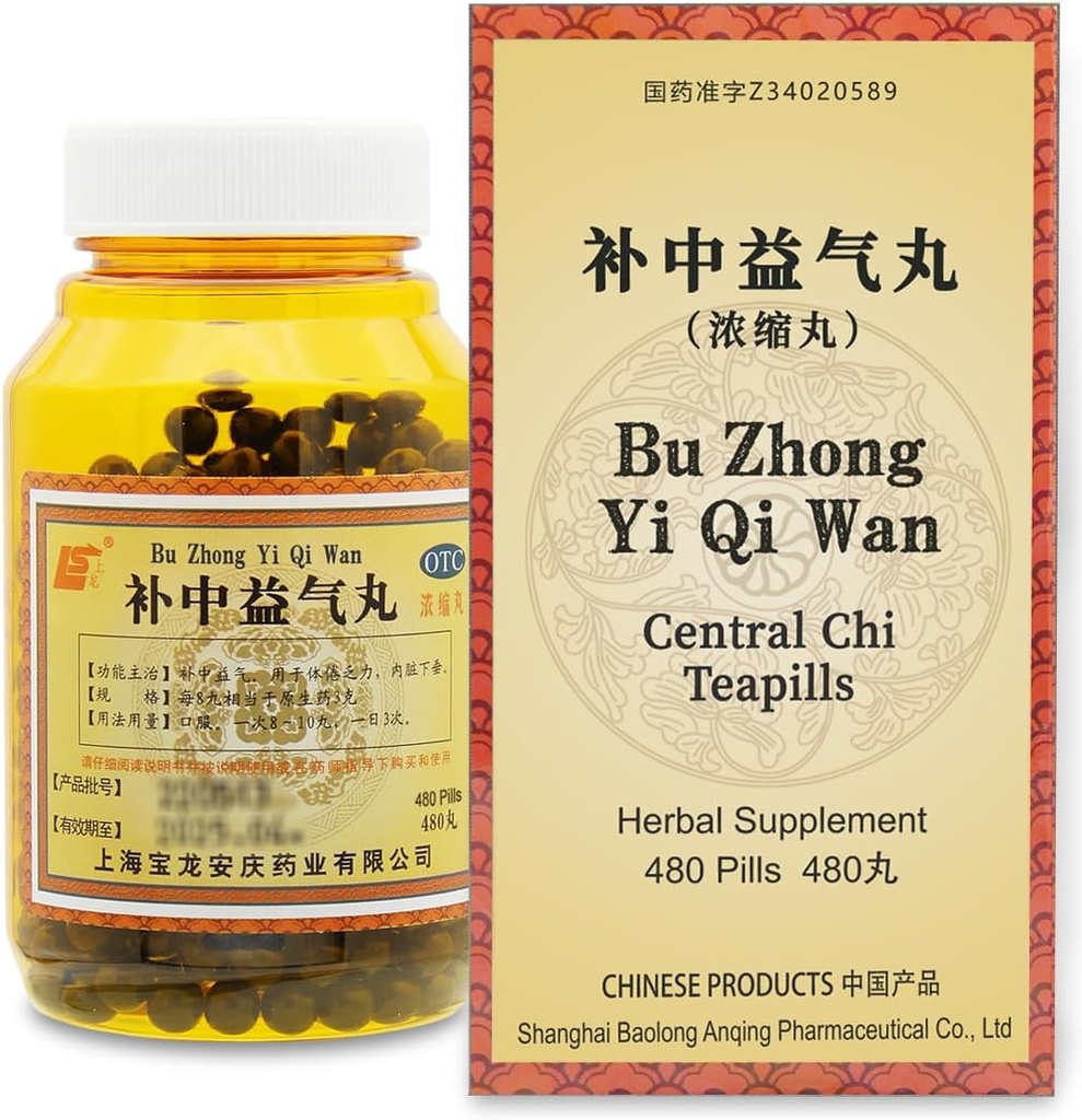 Bu Zhong Yi Qi Wan Herbal Suplemento Pills 480 ct (60 Servings, Economy Size), Central Chi Teapills, Supports Healthy Spleen and Stomach