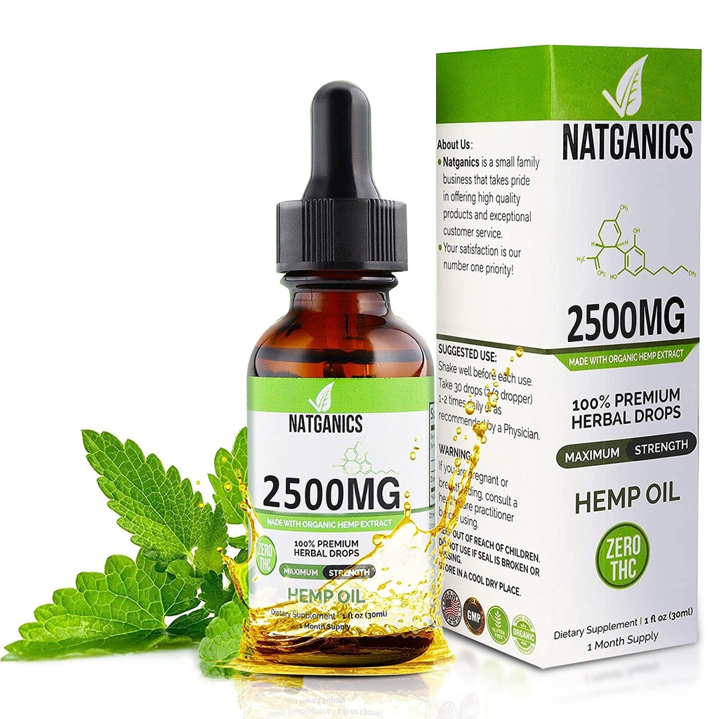 Aceite de cáñamo orgánico 2500mg - Ultra Premium Hemp Oil Drops 2500mg - Natural Hemp Oil Extract Tincture - Non-GMO Ultra-Pure CO2 Extracted Drops - Omega Fatty Acids 3 6 9 - Organically Grown &amp; Made in USA