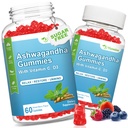 2 Pack Ashwagandha Gummies con Vitamina D para Hombres Mujer, Sugar Gratis Vegan 1000MG Ashwagandha Suplemento Gummy &amp; Vitamina C, 120 Cuenta