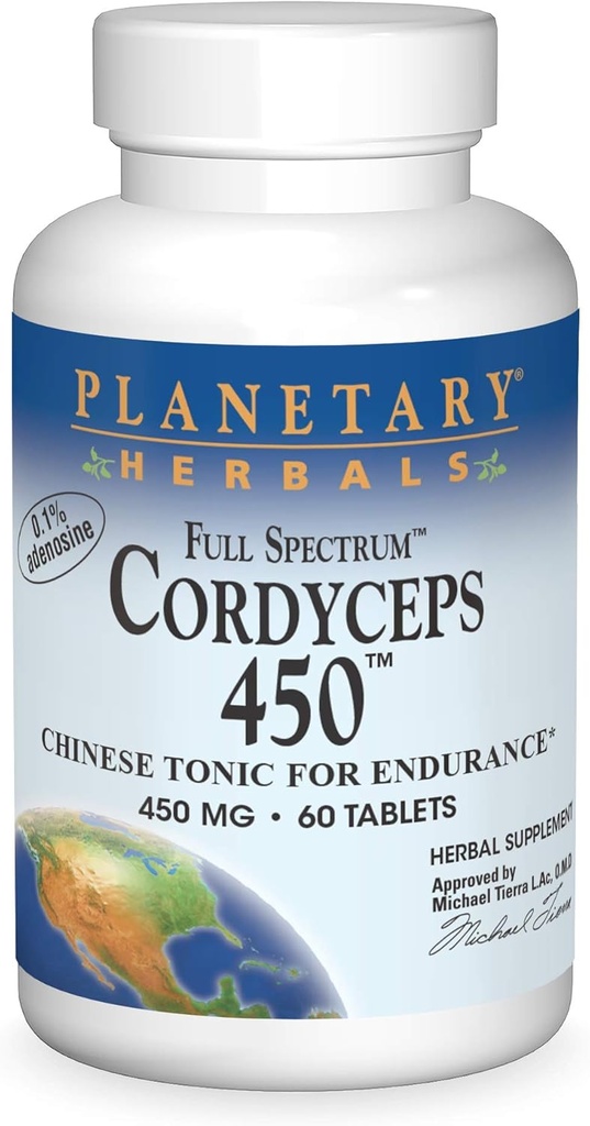 Hierbales planetarios Cordyceps de espectro completo 450 mg, 60 Cuenta