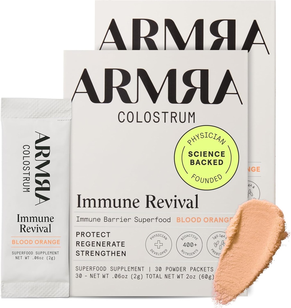 ARMRA ColostrumTM Powder ← Sangre Naranja   Gut Health " Bloating ¦ Skin " Hair TEN Immunity TEN Keto, Gluten " Fat-Free TEN 60 Servings