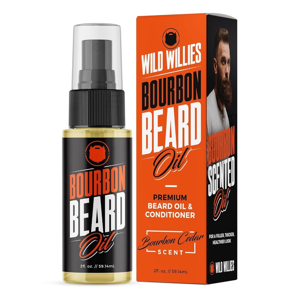 Aceite de barbas silvestres y acondicionador (Bourbon Cedar) - Naturales, Ingredientes orgánicos &amp; Aceites esenciales promueve el crecimiento de la barba, elimina el llanto " Dandruff - Deep Softener " Restores Moisture - 2 Oz
