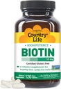 Country Life Biotina de alta potencia 10mg - Suplemento de biotina sin gluten para la piel " uñas, metabolismo energético - Biotina 10000mcg cápsulas