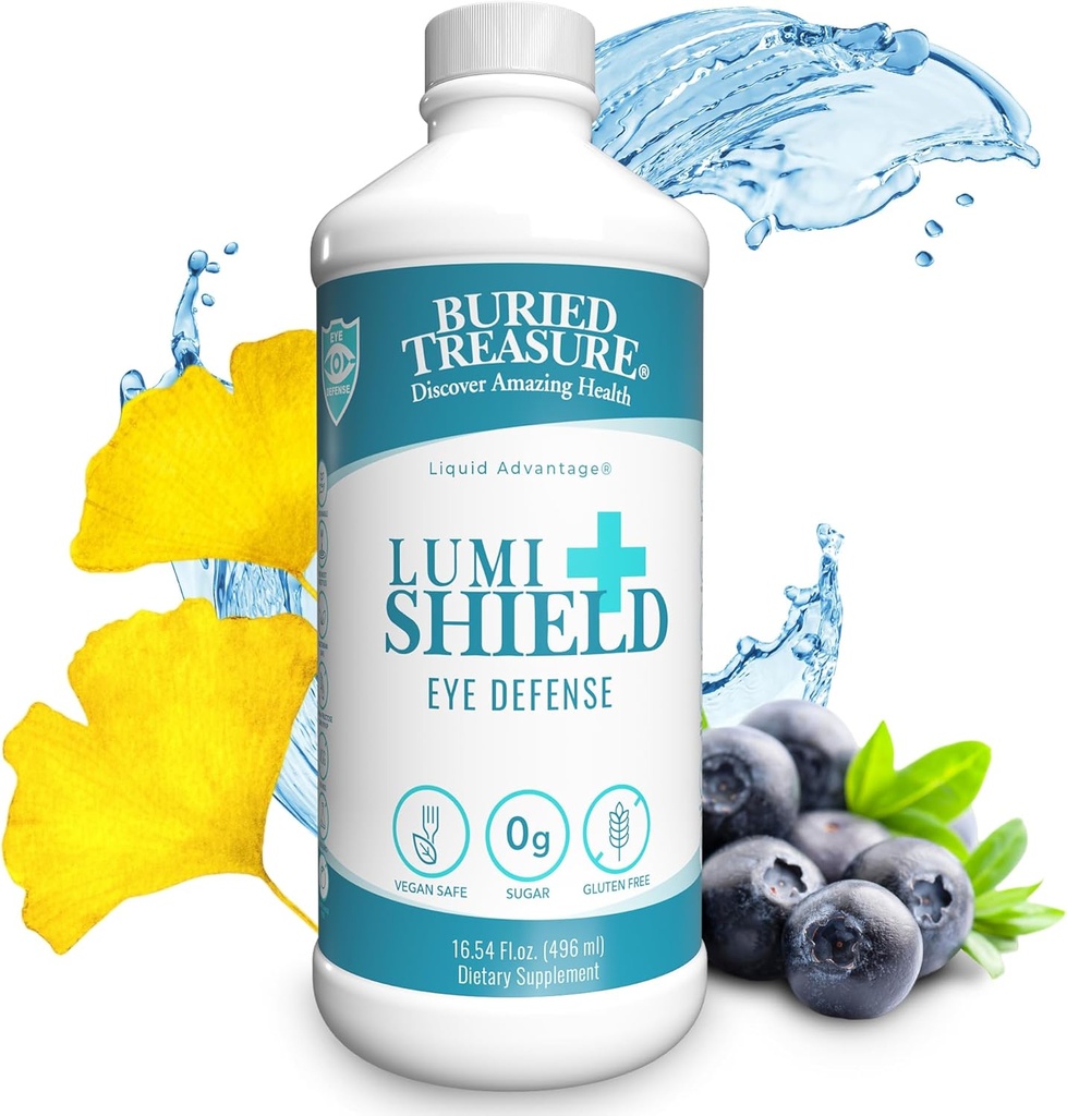 Tesoros enterrados LumiShield Plus - Peppermint Flavor 16 oz. Apoyo a la salud ocular en suplemento líquido