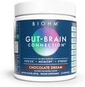 BIOHM Gut-Brain Connection Memory & Focus Supplement (6.74 Oz, 30 Servings) Apoya Gut Health & Cognitive Well-Being, Ayuda a mejorar Mood, Probióticos, Lion's Mane & Bacopa Monneiri, Chocolate Flavor
