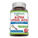 Pure Naturals Alpha Lipoic Acid 600 mg 120 Capsules Supplement | Non-GMO | Gluten Free | Made in USA