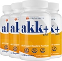 Akk+ Superbióticos - 20 Billones Afu Akkermansia Probiótico con Leche Thistle, Taraxasterol, GLP1 Suplemento, para Antioxidante, Gut, Skin Health, 240 Conde