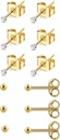 6Pairs 2mm/3mm Acero quirúrgico Hipoallergenic Piercing Studs, 20G 14K Real Gold Filled Tiny Stud Earrings Set for Multiple Hole Piercing (Cubic Zirconia, Pearl, Ball)