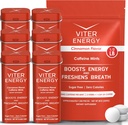 Viter Energy Original Caffeine Mints Cinnamon Flavor 6 Pack y 1/2 libra Bulk Bag Bundle - 40 mg Caffeine, B Vitaminas, Azúcar Gratis, Vegan, Powerful Energy Booster for Focus and Alertness