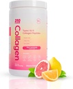 310 Nutrición Péptidos de colágeno hidrolizado Polvo para Hombres - Suplemento de colágeno de grano w / ácido hialurónico, Resveratrol, Vitamina C,D &amp; E para piel, cabello y uñas - 30 SRV Limonada rosa
