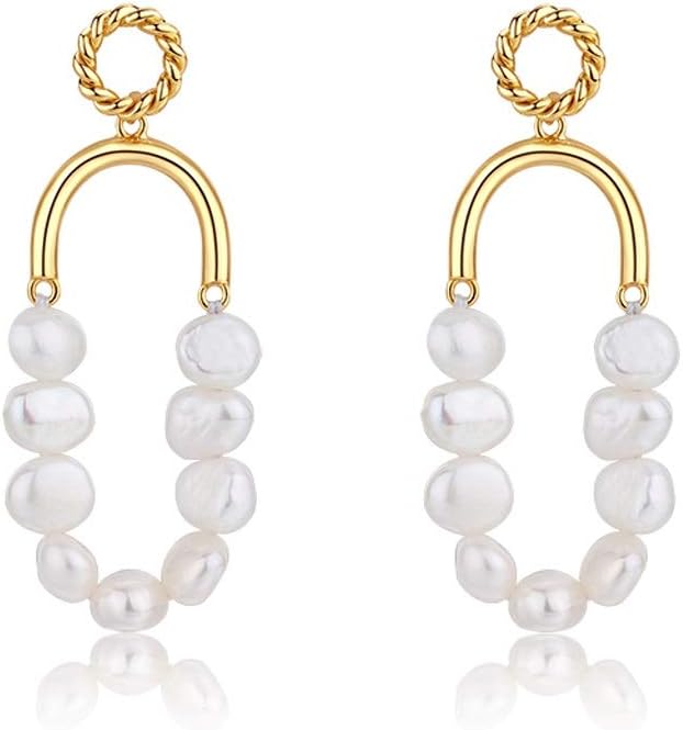 Pendientes de moda de las mujeres gota Pendientes-Vintage Perla Perla Pendientes de moda de las mujeres Dainty Joyería Regalo S925 Pendientes de moda de plata Pendientes de las mujeres Hipoallergenic Earrin