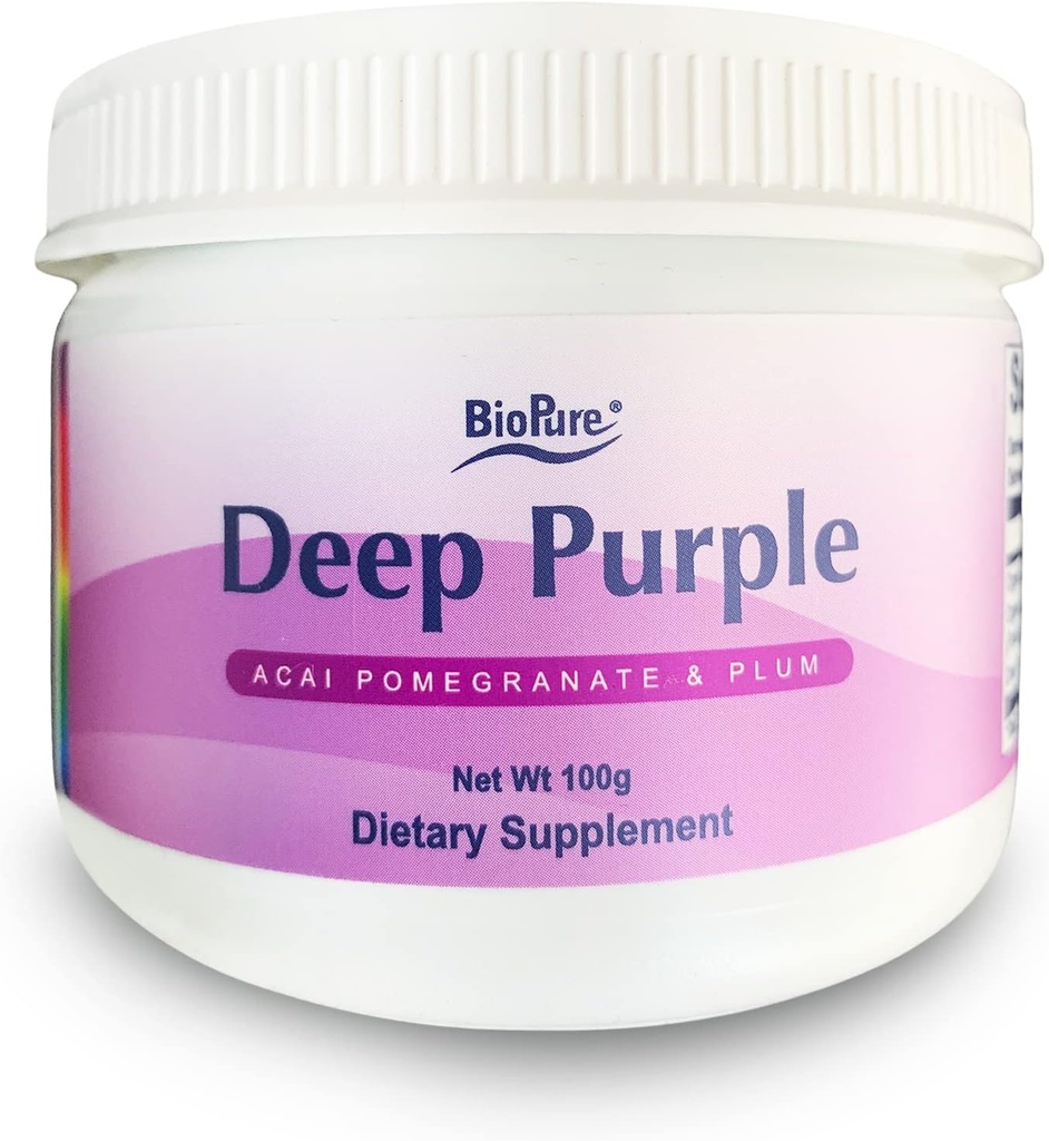 BioPure Deep Purple – All-Natural Superfruit Dietary Supplement Made from a Synergistic Blend of Organic Acai, Organic Pomegranate, and Plum for Gut Health, Immune Support and Global Wellness – 100g