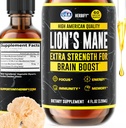 HERBIFY Lions Mane Suplemento - Daily Mushroom Suplemento para la memoria, Focus " Clarity - Brain Booster - Lions Mane Tincture for Immune Support - 4 Fl oz