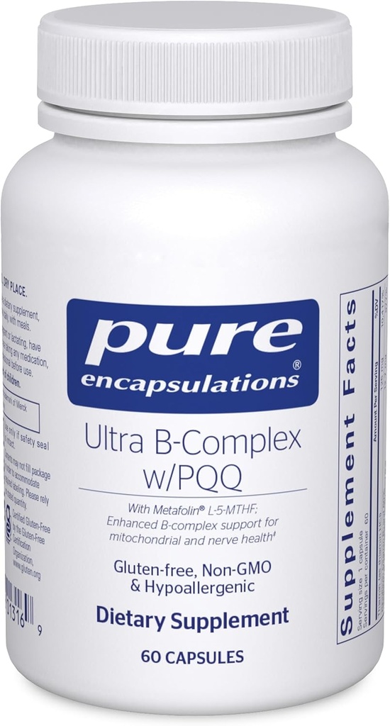 Pure Encapsulations Ultra B-Complex with PQQ ← Vitamina B Suplemento de Soporte Nerves, Cells, Methylation, and Mitochondrial Health* ← 60 Capsules