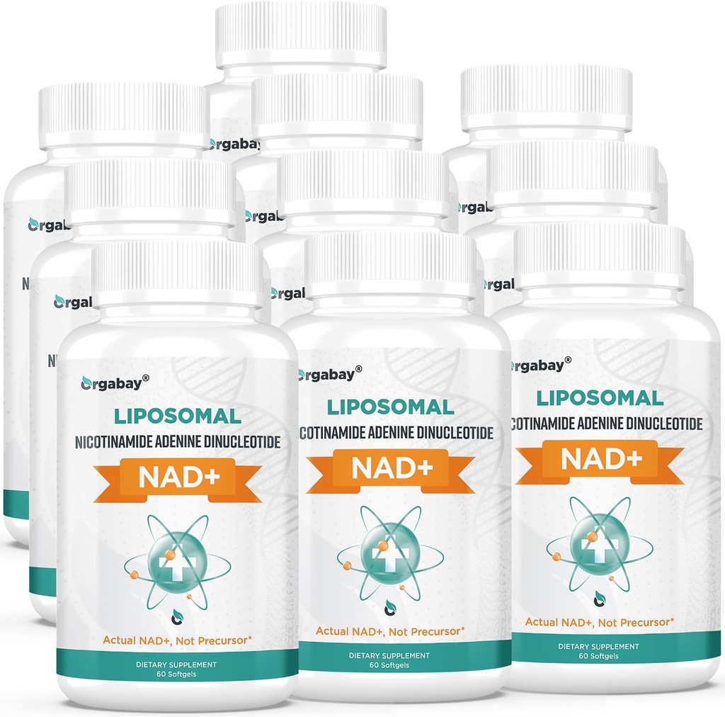 Orgabay Liposomal NAD+ Suplemento 500 mg, Alta Absorción, Boost NAD+ con TMG 250 mg, Actual NAD Plus Más Eficiente que Nicotinamide Riboside, Apoyo Energía Celular, Envejecimiento Saludable 600 Softgels