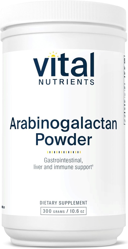 Vital Nutrients Arabinogalactan Powder ← Vegan Prebiotic Fiber Supplement for GI Health, Liver, and Immune Support* ← Gluten, Dairy, Soy Free TEN Non-GMO TEN 300g