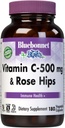 BlueBonnet Vitamina C 500 mg más Rosehips cápsulas vegetales, 180 conteo