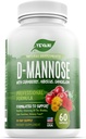 100% Pure D-Mannose Capsules 1000 mg with Cranberry, Hibiscus, and Dandelion Extract, Fast Acting Professional UTI Prevention Formula for Urinary Tract Health and Bladder Support