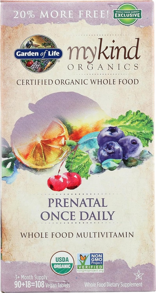 Garden of Life Organic Mykind Prenatal Once Daily, 108 CT
