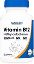 Nutricost Vitamina B12 (Methylcobalamin) 2000mcg, 120 cápsulas - cápsulas vegetarianas, no GMO, Gluten Suplemento B12