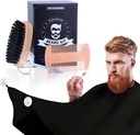 Kit de acicalamiento de barba para hombres 4 en 1. Cepillo de barba y peine conjunto con abrón de abrón de abeto libre de mezquino, tijeras de bigote. Cepillo natural y Dual Action Comb. El novio de los hombres. Regalo para el esposo,