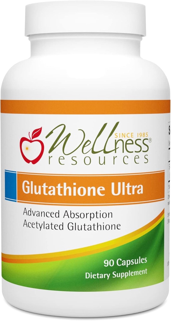 Wellness Resources Glutathione Ultra Supplement - Bioavailable S-Acetyl L-Glutathione (SAG) - Antioxidante, Detox &amp; Cellular Health Immune Support - High Absorption, Non-GMO, Gluten-Free, 90 Capsules