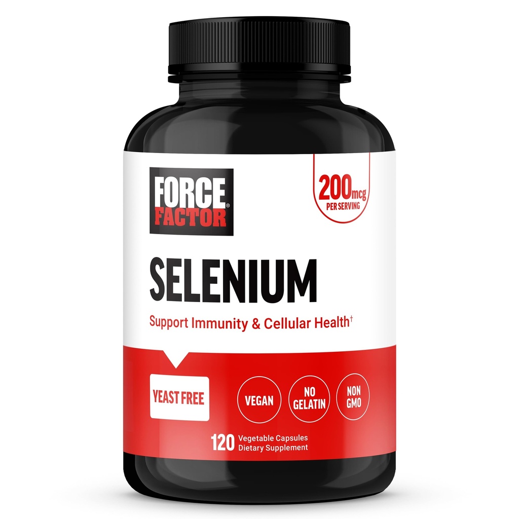 Force Factor Selenium Immune Support Supplement, Selenium 200mcg Capsules to Support Immune Defense, Immunity Supplement, Vegan, Non-GMO, 120 Capsules