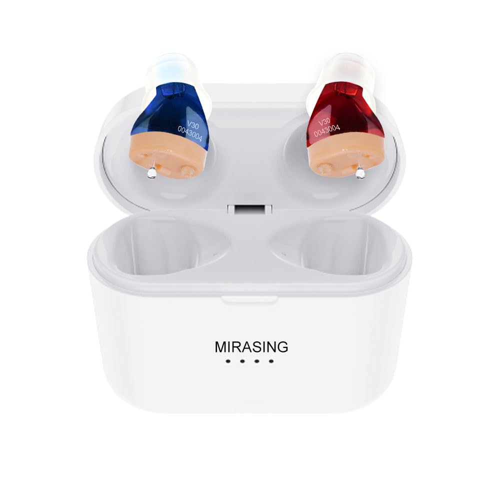 Hearing Aids, Digital Rechargeable Hearing Aids for Seniors with Charging Case, Invisible Hearing Amplifier with Noise Reduction